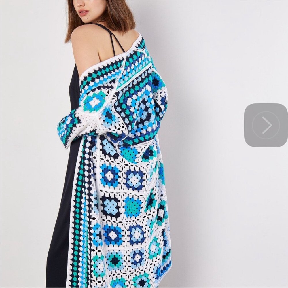 Apricot granny square crochet cardigan NWT Boho Small Med